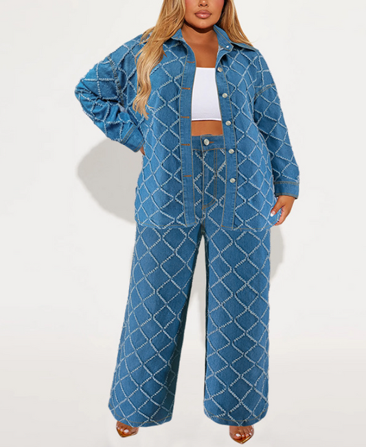 Cardigan Tassel Long-sleeved Denim Suit