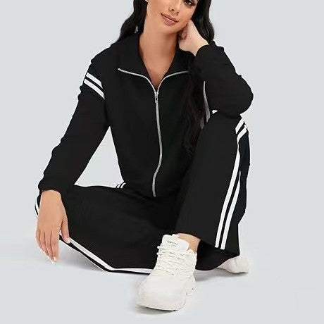 Casual Zipper Sports Two-piece Suit