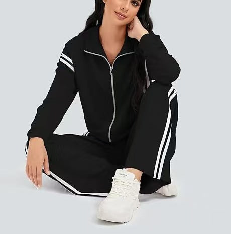Casual Zipper Sports Two-piece Suit