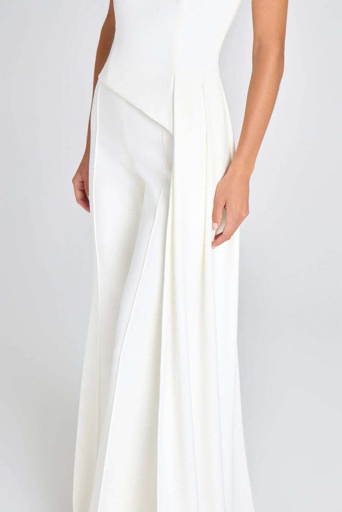 Asymmetrical Turtleneck Top With Draped Pants