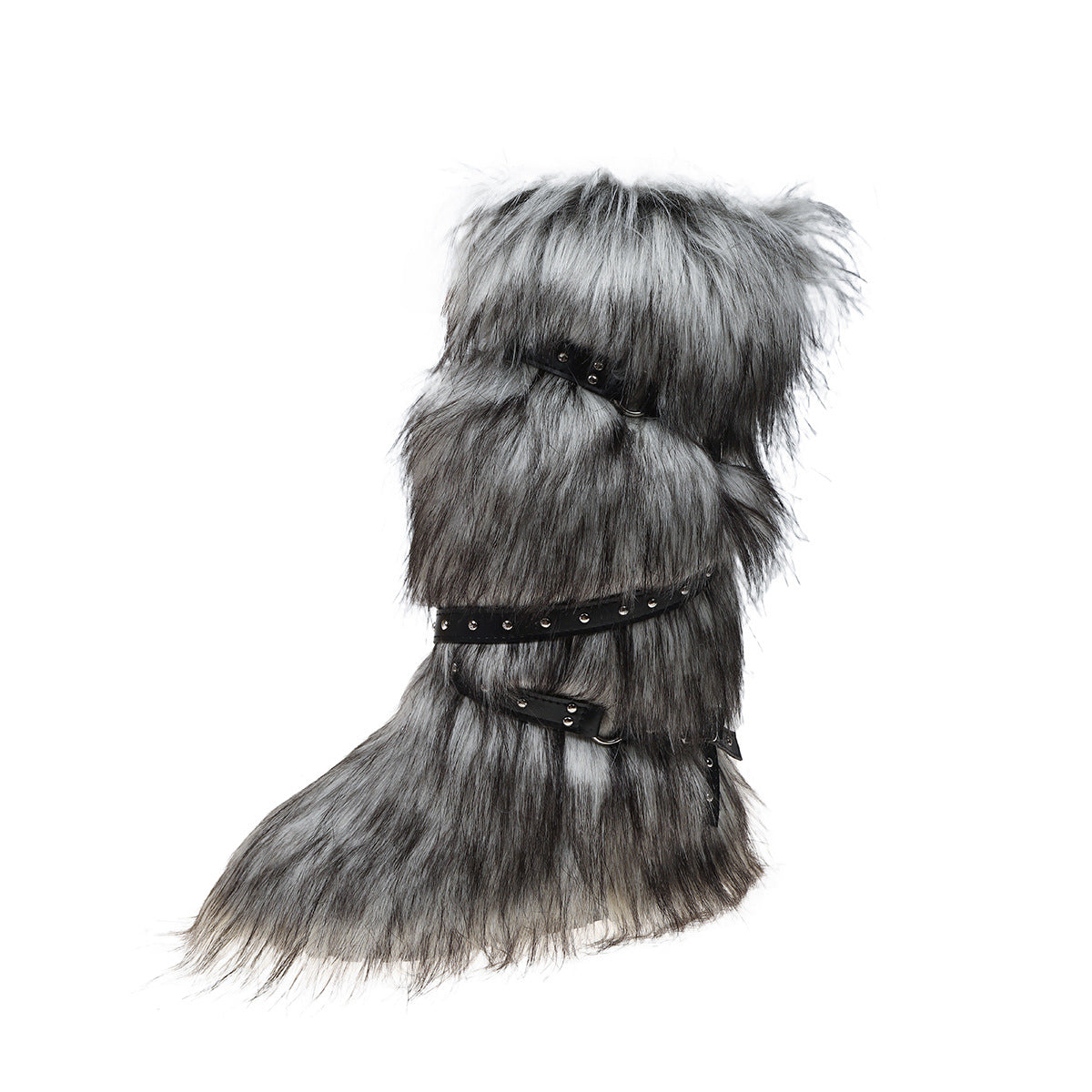 Cross-belt Buckle Fur Boots