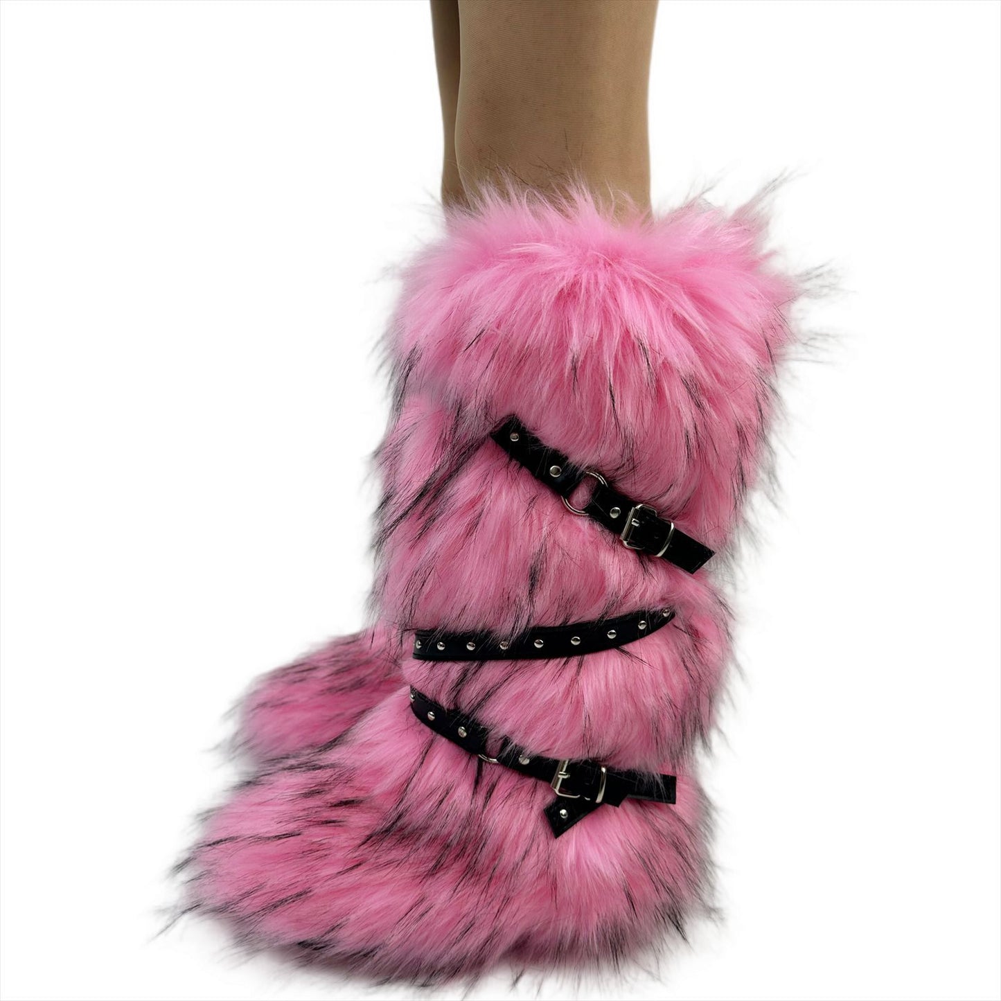 Cross-belt Buckle Fur Boots