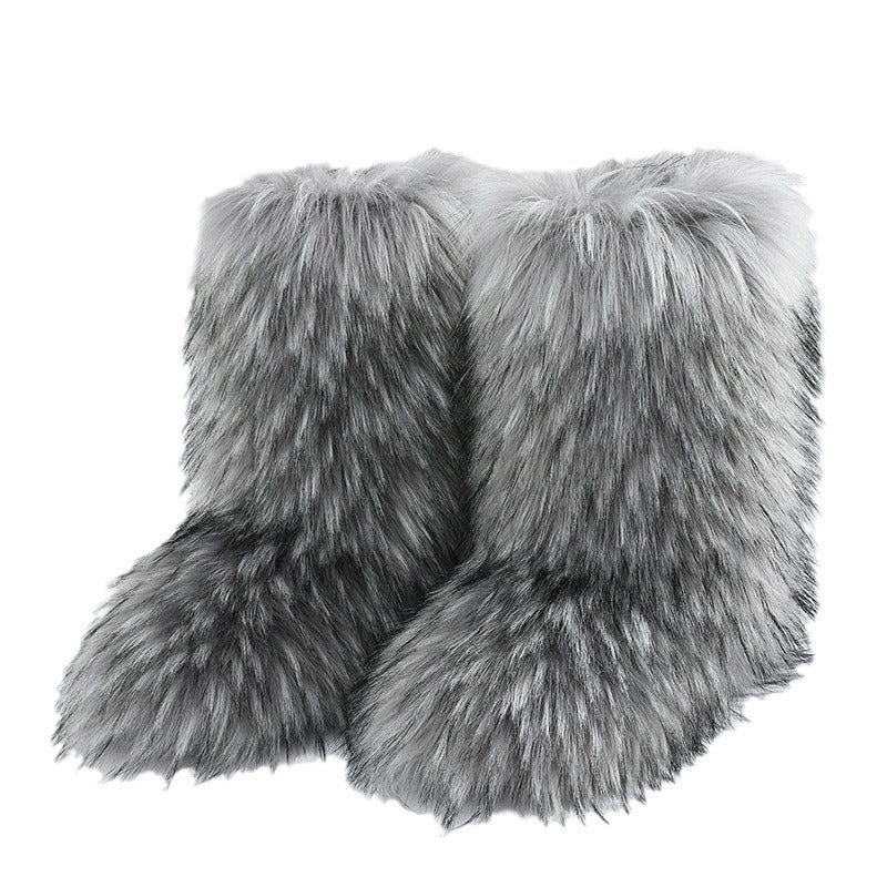 Faux Fox Fur Boots