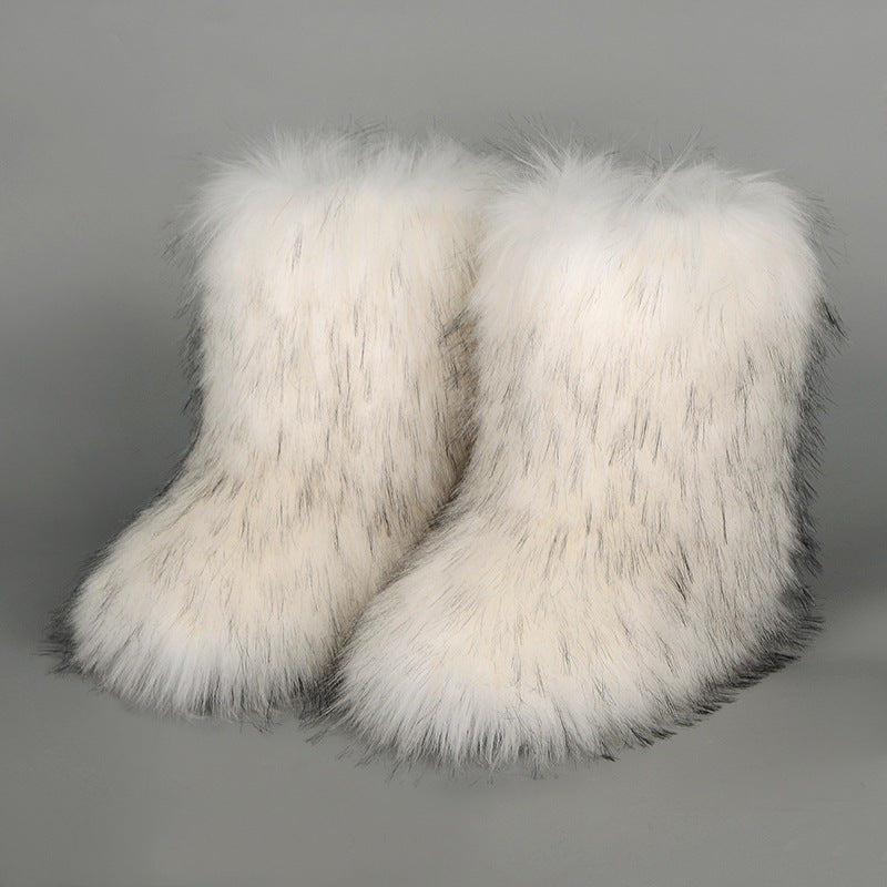 Faux Fox Fur Boots