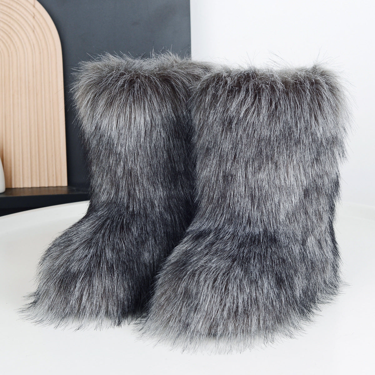 Faux Fox Fur Boots