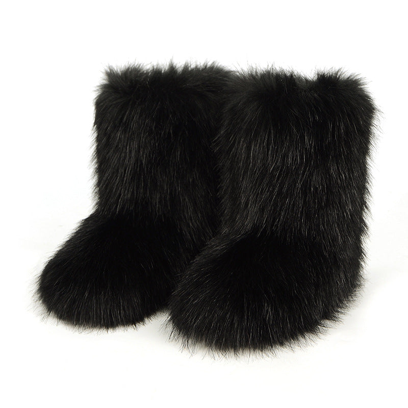Faux Fox Fur Boots