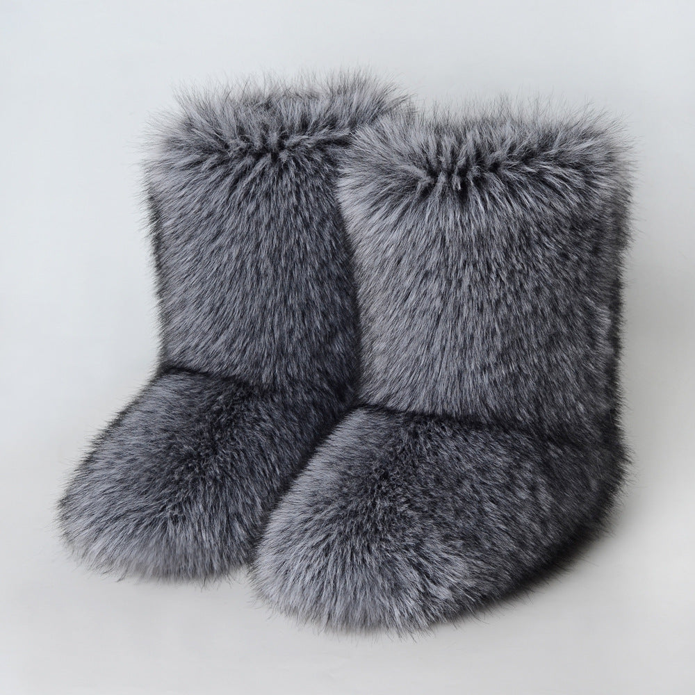 Faux Fox Fur Boots