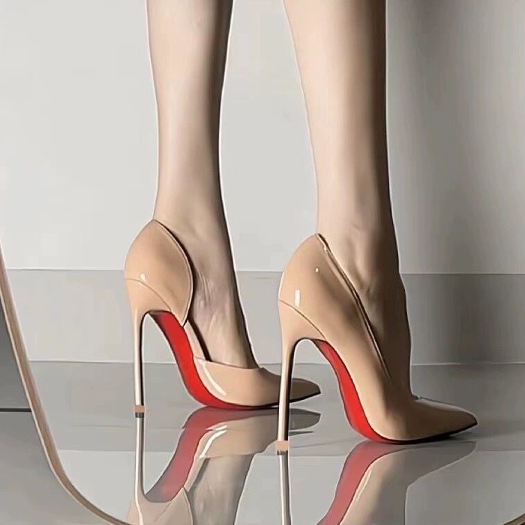 Nude Side-holstered Red-bottomed High Heels