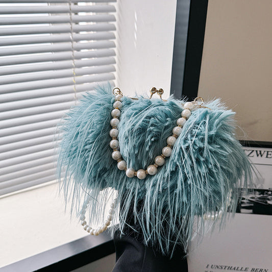 Pearl Feather Evening Clutch