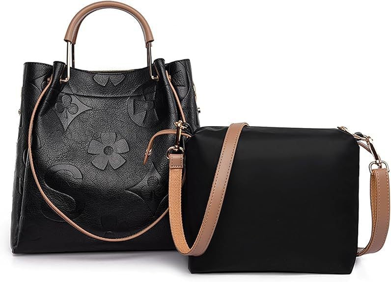 Leather Embossed Texture Bucket Handbag