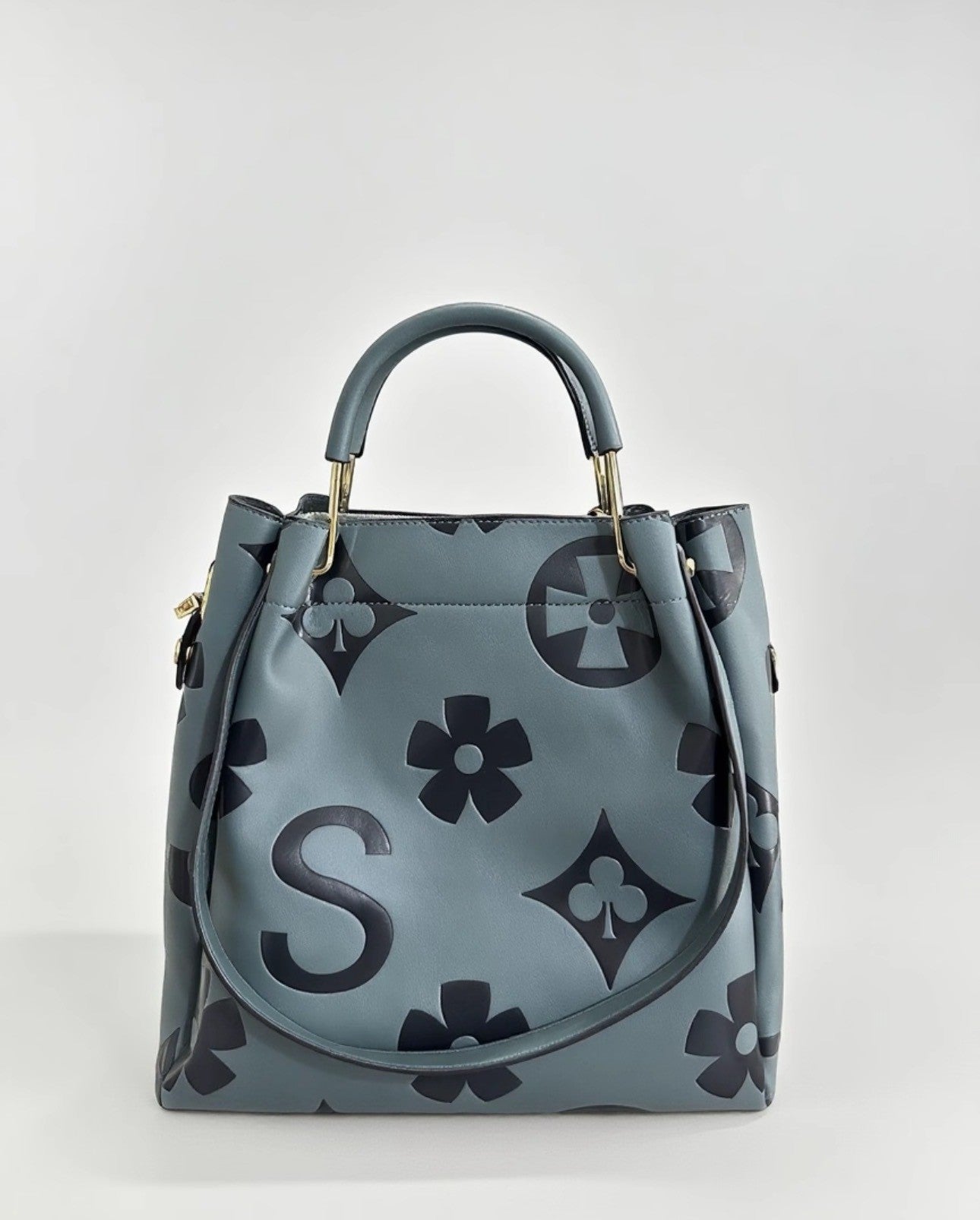 Leather Embossed Texture Bucket Handbag