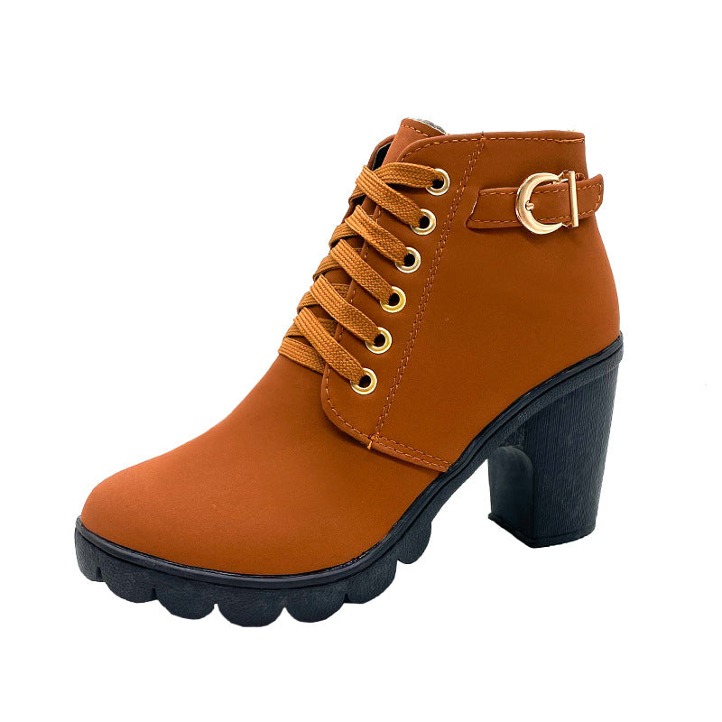 Chic Buckle Zipper Ankle Boots