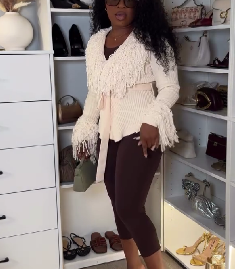 Fringe Tie Waist Knitted Cardigan
