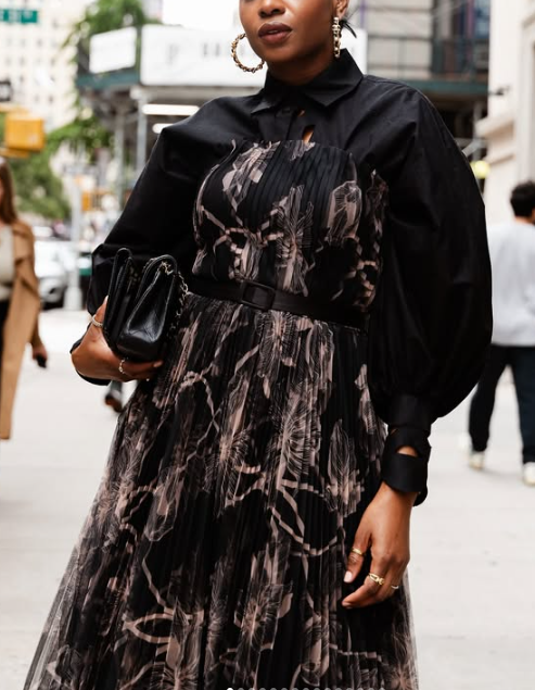 Hollowed Out Printed Patchwork Maxi Dress