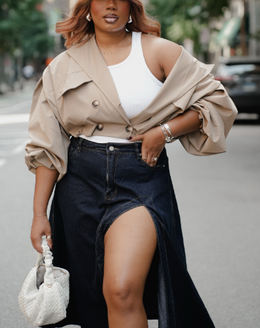 Cinched Waist Long Sleeve Cropped Trench Coat