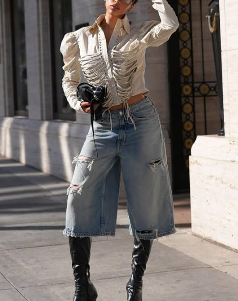 Pleated Lace-Up Top