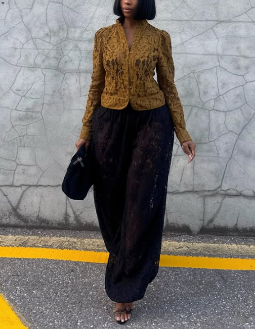 Lace Jacket With Puff Sleeves