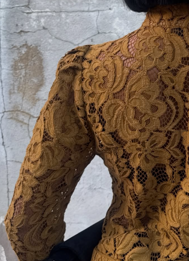 Lace Jacket With Puff Sleeves