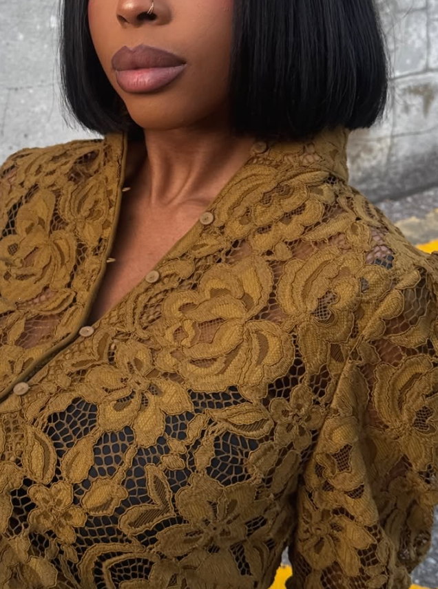 Lace Jacket With Puff Sleeves