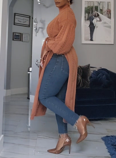 High-Neck Knit Split Top