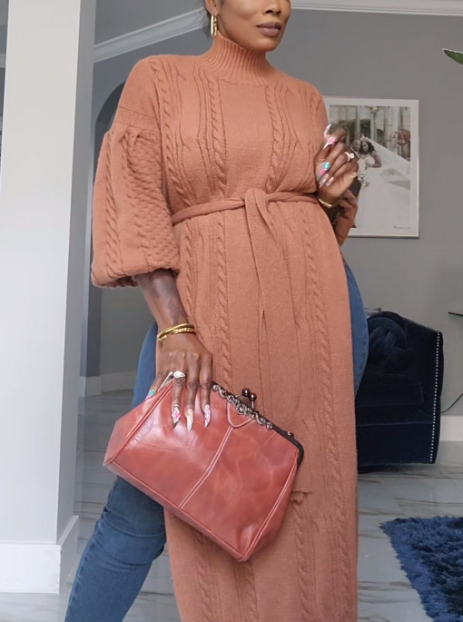 High-Neck Knit Split Top