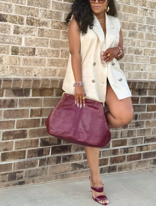 Leather Kisslock Bag