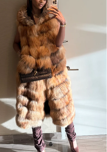 Natural Red Fox Full Length Vest