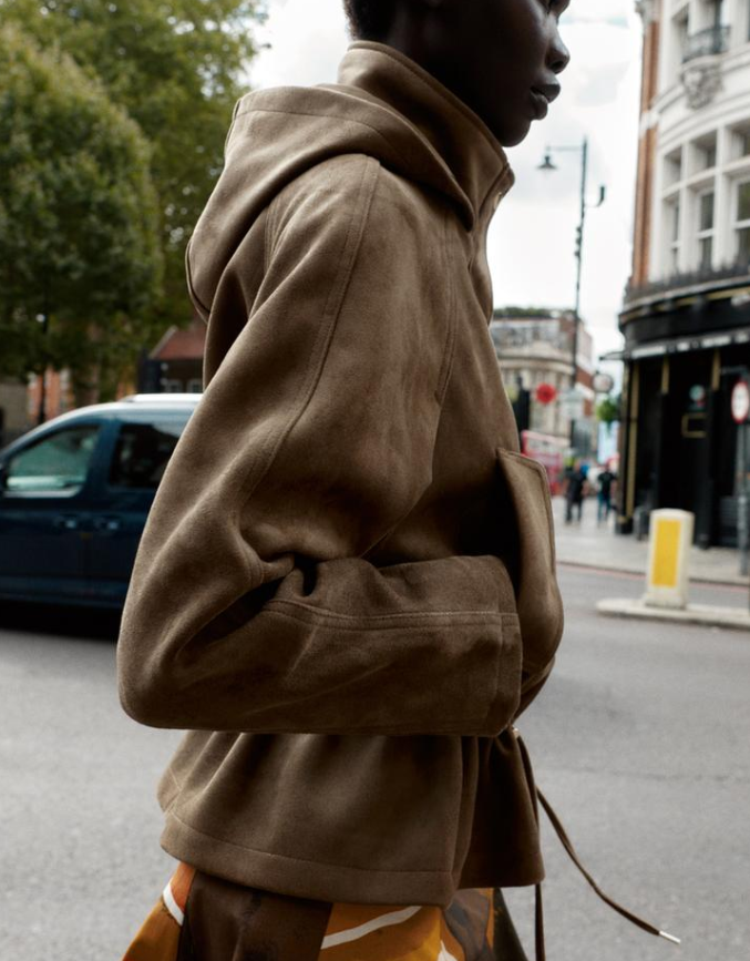 Hooded Faux Suede Jacket