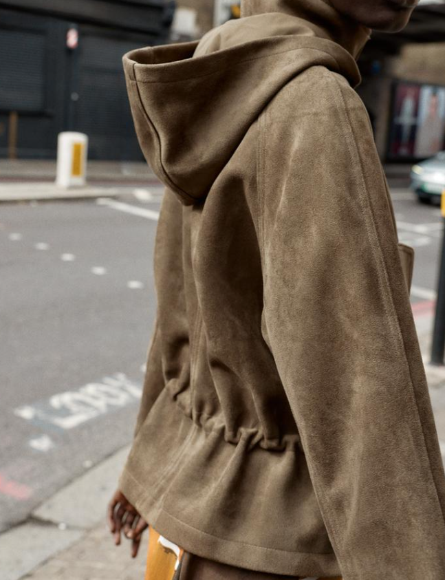 Hooded Faux Suede Jacket
