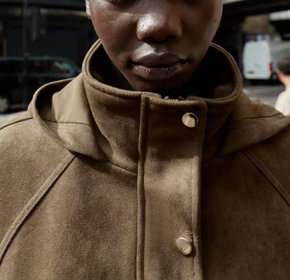 Hooded Faux Suede Jacket