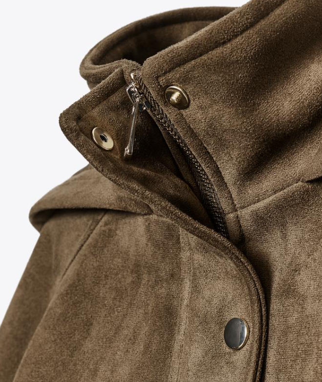 Hooded Faux Suede Jacket
