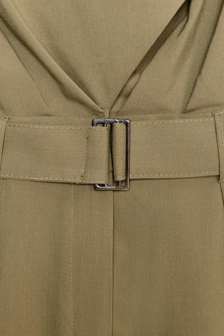 Shoulder Pad Playsuit With Belt