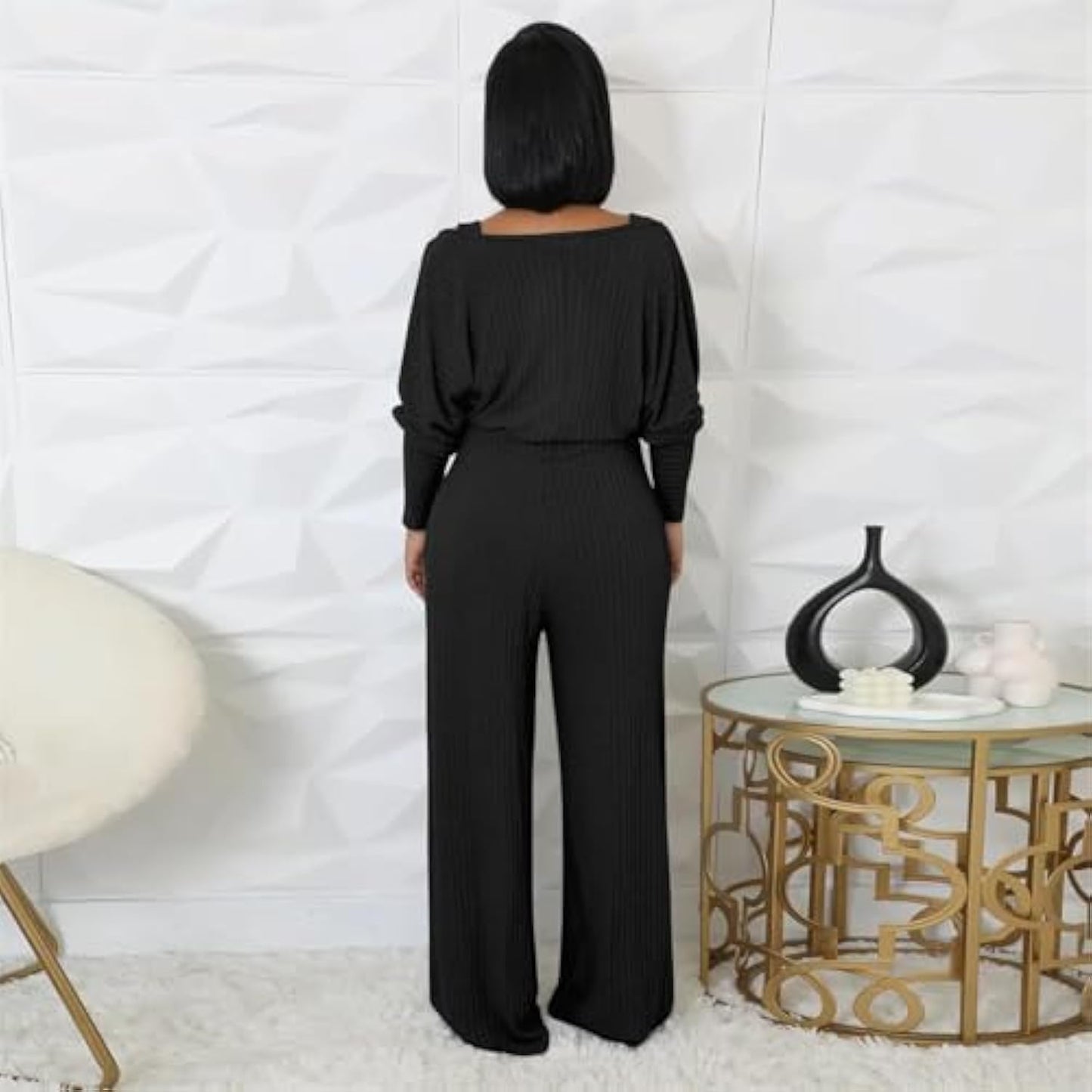 Long Sleeve Cape-style Vest Jumpsuit Set