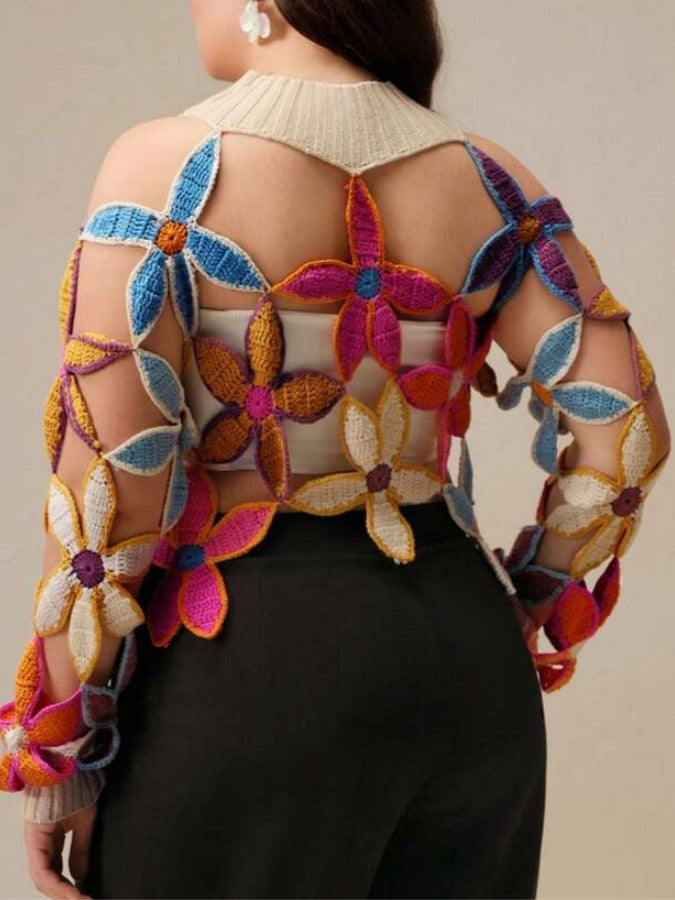 The Spring Cutout Floral Mock Neck Sweater