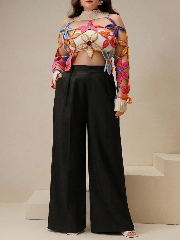 The Spring Cutout Floral Mock Neck Sweater