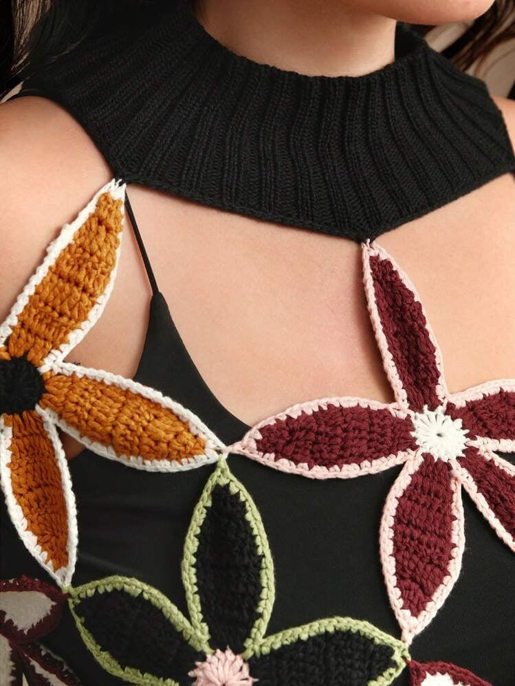 The Spring Cutout Floral Mock Neck Sweater