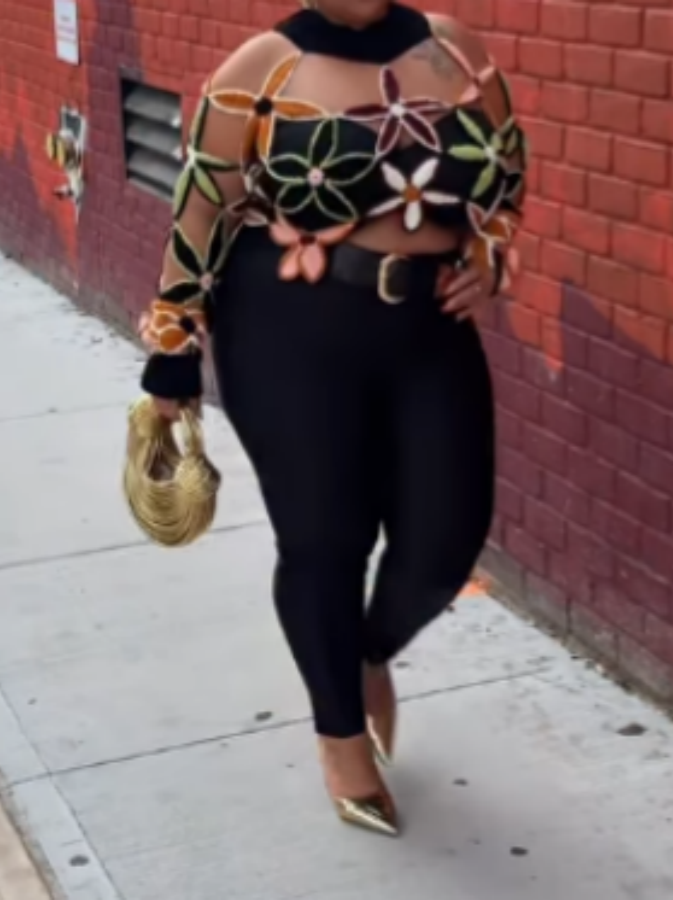 The Spring Cutout Floral Mock Neck Sweater