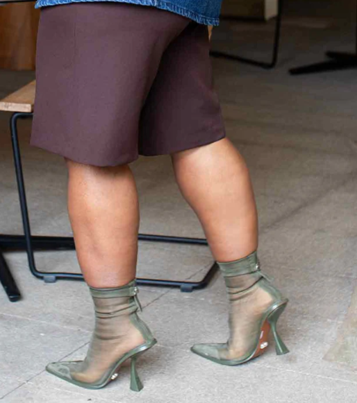 Sheer Mesh Hollowed-out Stiletto Pointed-toe Ankle Boots