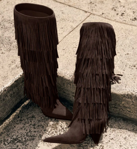 Fringed Suede Tall Boot