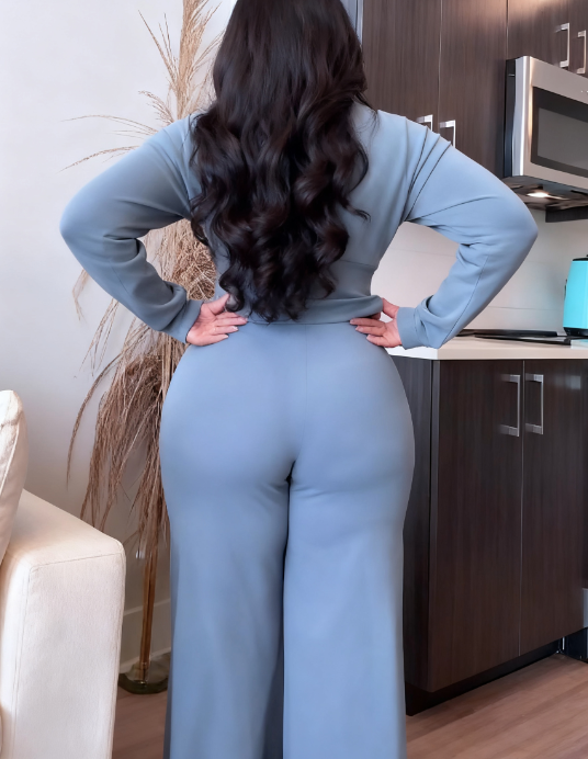 Crewneck Knit Corset With Ultra Wide-Leg Pant Set