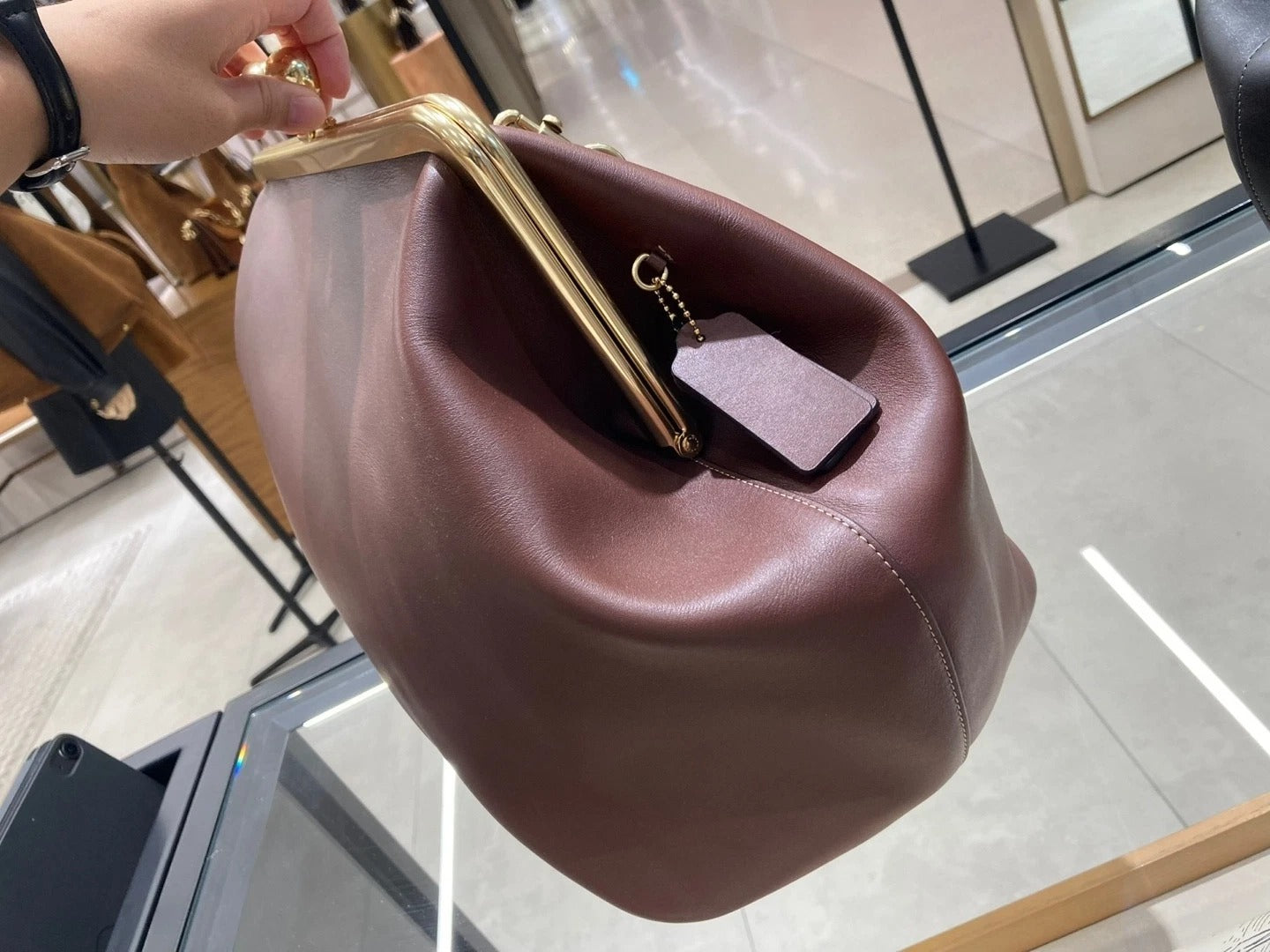 Elegant Deep Red Leather Clutch