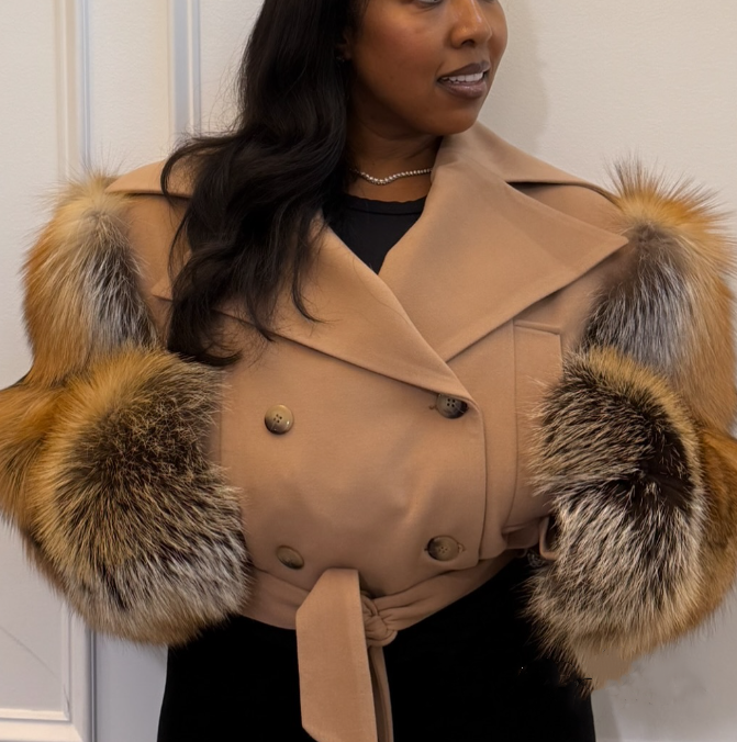 Eco-friendly Fur Sleeve Cropped Jacket