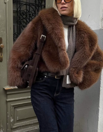 Cropped Faux Fox Fur Coat