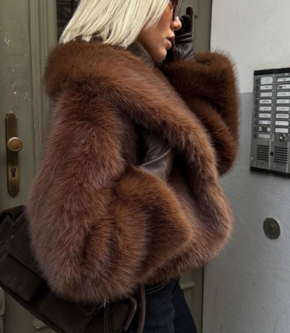 Cropped Faux Fox Fur Coat