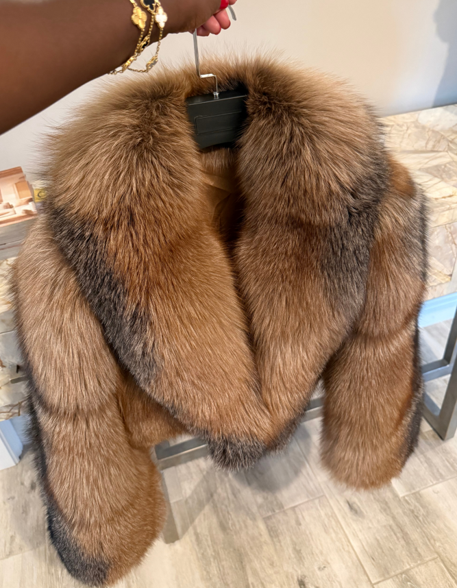Cropped Golden Island Fur Jacket