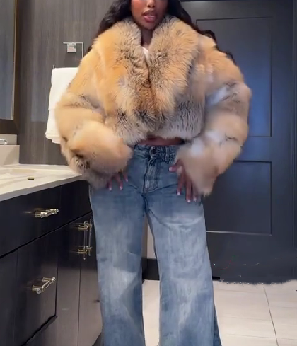 Cropped Golden Island Fur Jacket