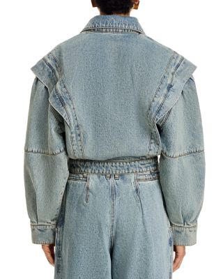 Stand Collar Zip-up Denim Jacket