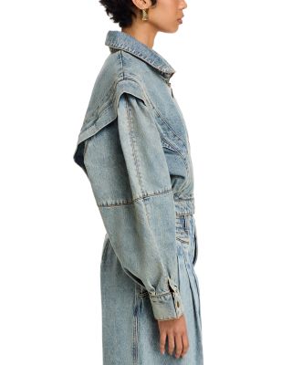 Stand Collar Zip-up Denim Jacket