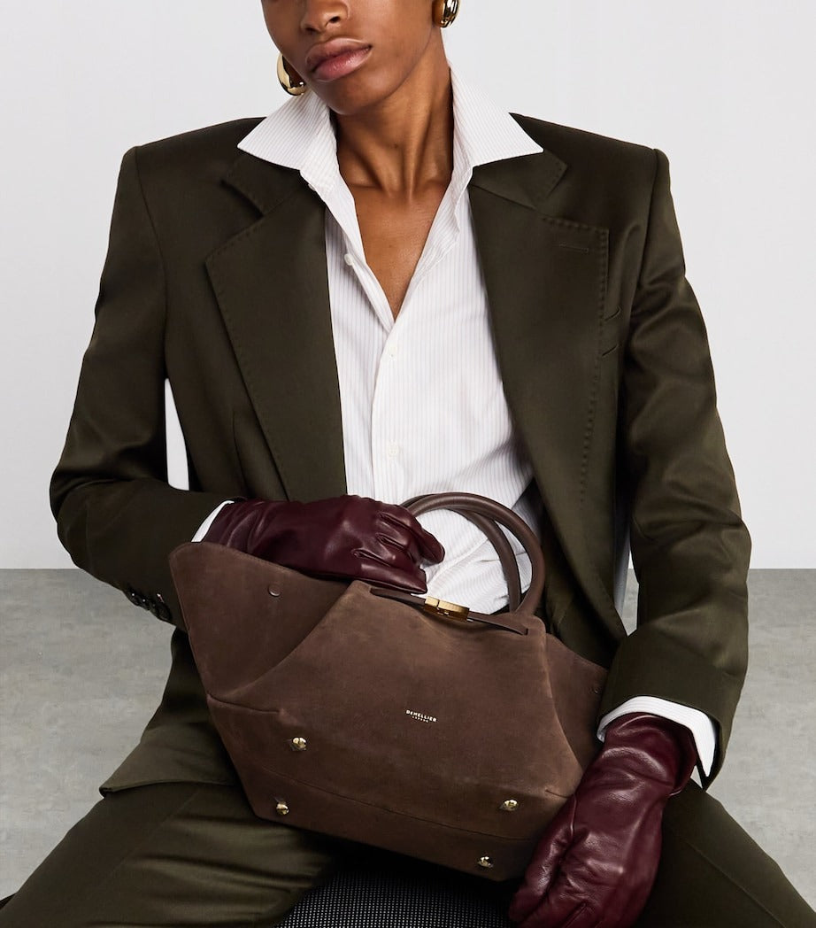 Suede Shoulder Tote Bag
