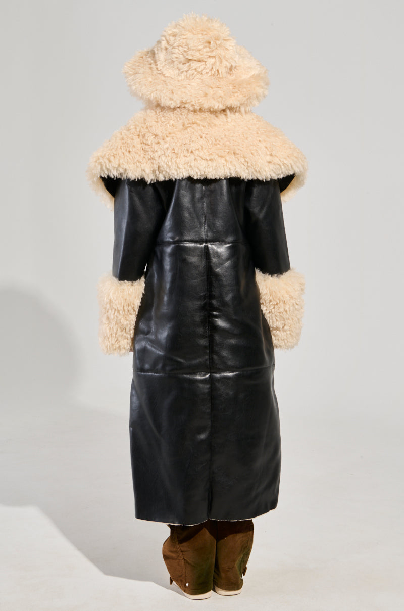 The Fluffy Sherpa Faux Leather Trench Coat